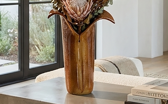 Brown and Tan Sculpted Vessel