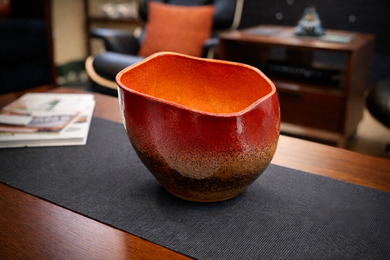 Red Orange and Brown Sculptural Vessel