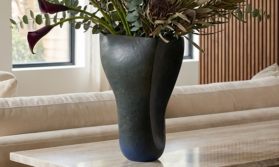 Blue and Black Gradient Sculpted Vessel